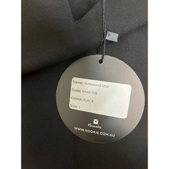 NOOKIE Black Hollywood Crepe Midi Dress Size Small NEW - Picture 8 of 11